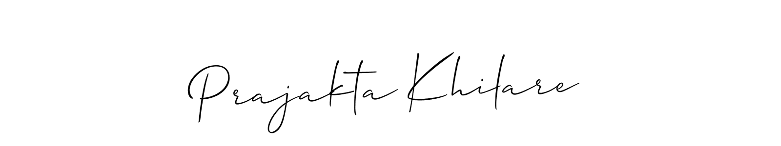 The best way (Allison_Script) to make a short signature is to pick only two or three words in your name. The name Prajakta Khilare include a total of six letters. For converting this name. Prajakta Khilare signature style 2 images and pictures png