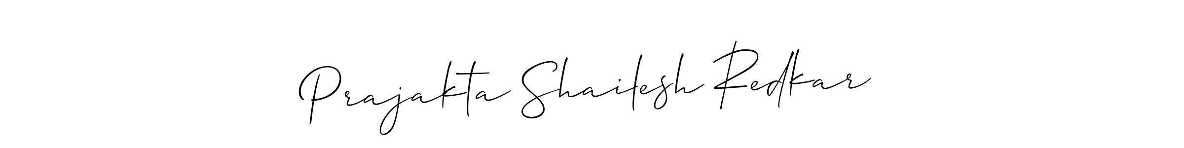 You should practise on your own different ways (Allison_Script) to write your name (Prajakta Shailesh Redkar) in signature. don't let someone else do it for you. Prajakta Shailesh Redkar signature style 2 images and pictures png