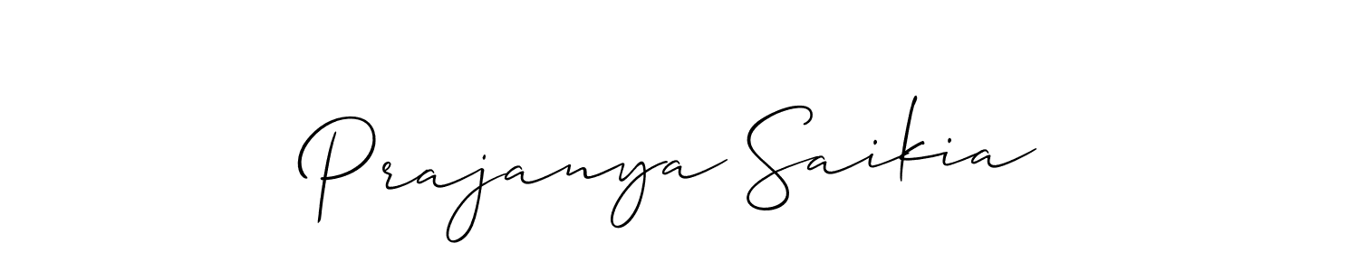 How to make Prajanya Saikia signature? Allison_Script is a professional autograph style. Create handwritten signature for Prajanya Saikia name. Prajanya Saikia signature style 2 images and pictures png