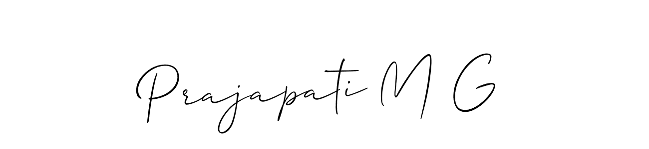 You should practise on your own different ways (Allison_Script) to write your name (Prajapati M G) in signature. don't let someone else do it for you. Prajapati M G signature style 2 images and pictures png