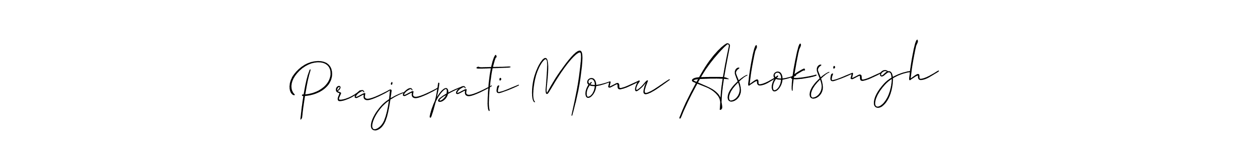 Make a beautiful signature design for name Prajapati Monu Ashoksingh. With this signature (Allison_Script) style, you can create a handwritten signature for free. Prajapati Monu Ashoksingh signature style 2 images and pictures png