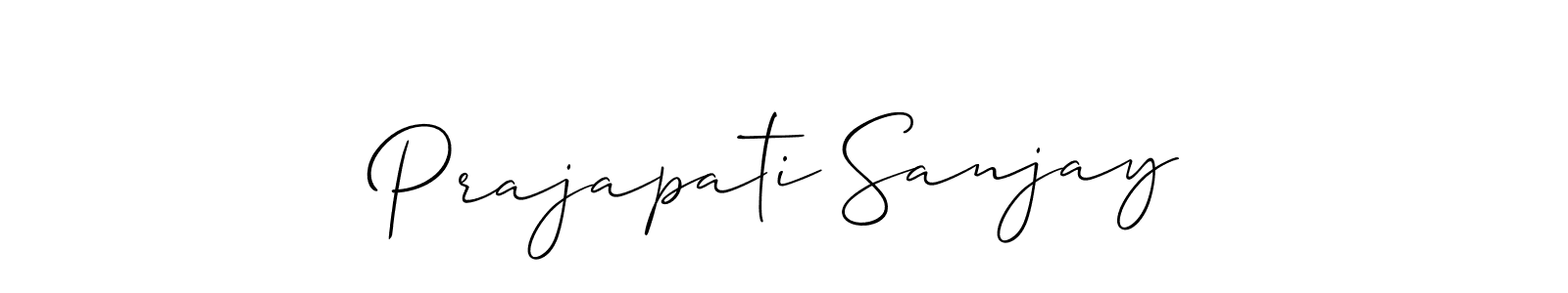 How to make Prajapati Sanjay name signature. Use Allison_Script style for creating short signs online. This is the latest handwritten sign. Prajapati Sanjay signature style 2 images and pictures png