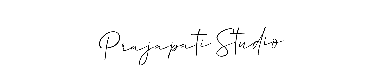 You should practise on your own different ways (Allison_Script) to write your name (Prajapati Studio) in signature. don't let someone else do it for you. Prajapati Studio signature style 2 images and pictures png