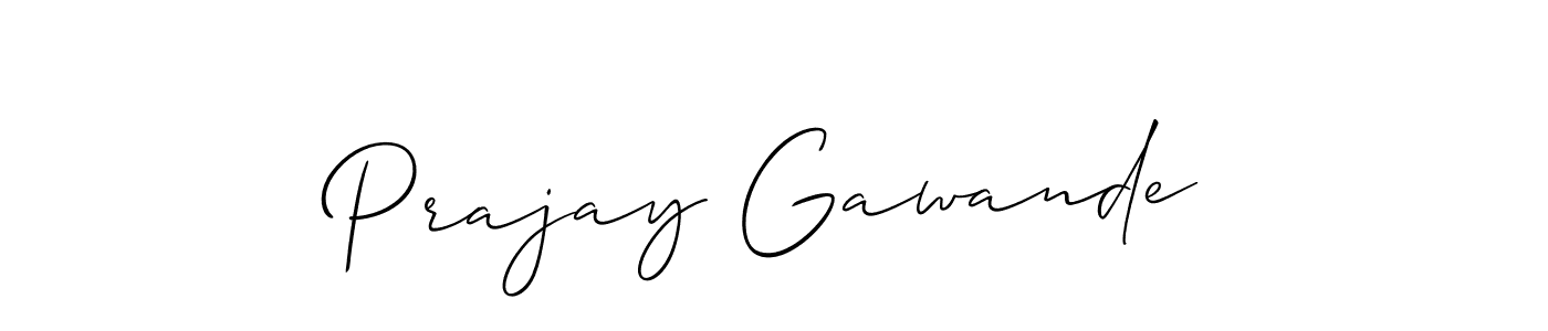 The best way (Allison_Script) to make a short signature is to pick only two or three words in your name. The name Prajay Gawande include a total of six letters. For converting this name. Prajay Gawande signature style 2 images and pictures png