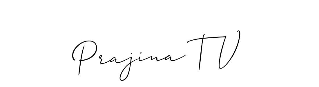 Design your own signature with our free online signature maker. With this signature software, you can create a handwritten (Allison_Script) signature for name Prajina T V. Prajina T V signature style 2 images and pictures png