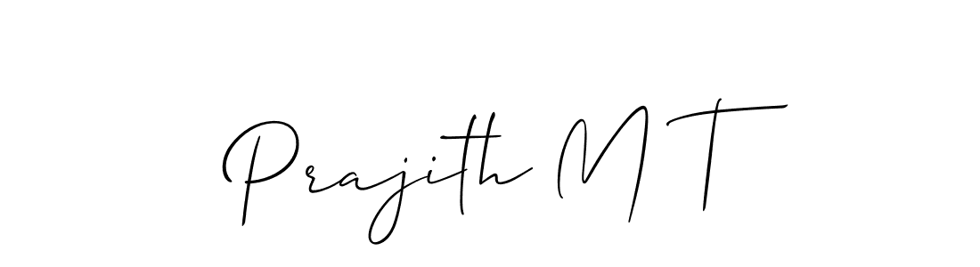 The best way (Allison_Script) to make a short signature is to pick only two or three words in your name. The name Prajith M T include a total of six letters. For converting this name. Prajith M T signature style 2 images and pictures png