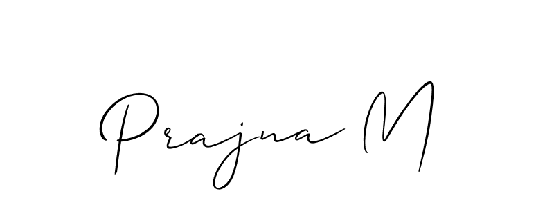 How to make Prajna M name signature. Use Allison_Script style for creating short signs online. This is the latest handwritten sign. Prajna M signature style 2 images and pictures png