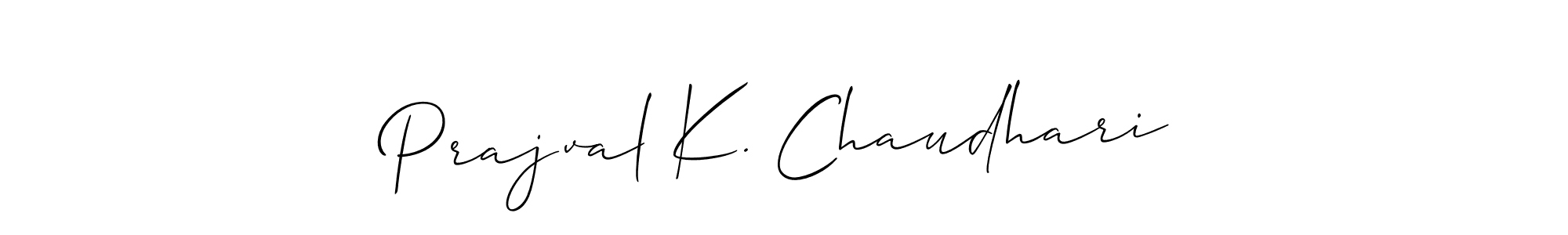 How to make Prajval K. Chaudhari name signature. Use Allison_Script style for creating short signs online. This is the latest handwritten sign. Prajval K. Chaudhari signature style 2 images and pictures png