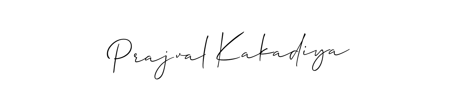 Similarly Allison_Script is the best handwritten signature design. Signature creator online .You can use it as an online autograph creator for name Prajval Kakadiya. Prajval Kakadiya signature style 2 images and pictures png