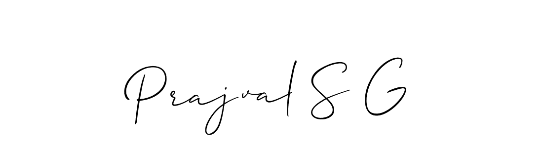 The best way (Allison_Script) to make a short signature is to pick only two or three words in your name. The name Prajval S G include a total of six letters. For converting this name. Prajval S G signature style 2 images and pictures png