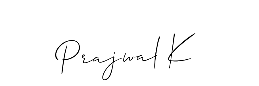 Use a signature maker to create a handwritten signature online. With this signature software, you can design (Allison_Script) your own signature for name Prajwal K. Prajwal K signature style 2 images and pictures png