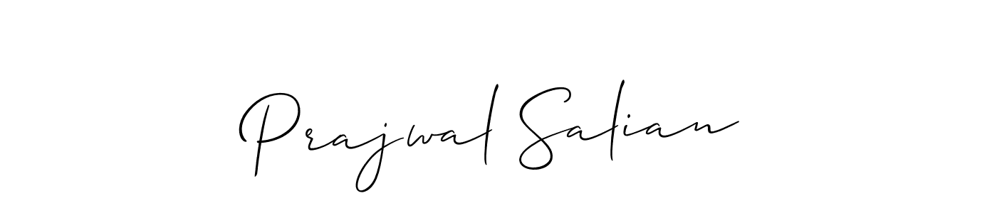 It looks lik you need a new signature style for name Prajwal Salian. Design unique handwritten (Allison_Script) signature with our free signature maker in just a few clicks. Prajwal Salian signature style 2 images and pictures png