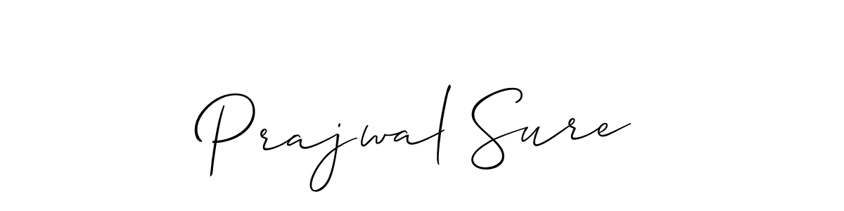 How to make Prajwal Sure name signature. Use Allison_Script style for creating short signs online. This is the latest handwritten sign. Prajwal Sure signature style 2 images and pictures png