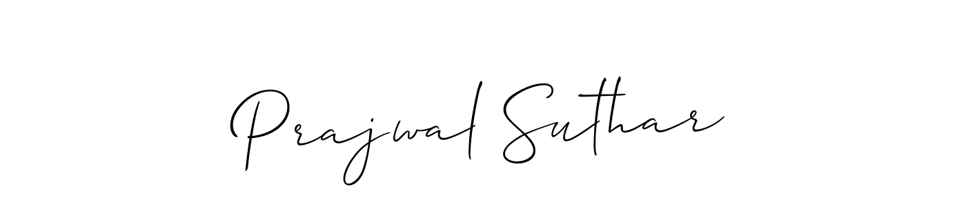 The best way (Allison_Script) to make a short signature is to pick only two or three words in your name. The name Prajwal Suthar include a total of six letters. For converting this name. Prajwal Suthar signature style 2 images and pictures png