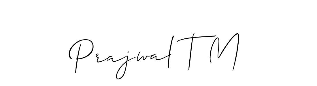 The best way (Allison_Script) to make a short signature is to pick only two or three words in your name. The name Prajwal T M include a total of six letters. For converting this name. Prajwal T M signature style 2 images and pictures png