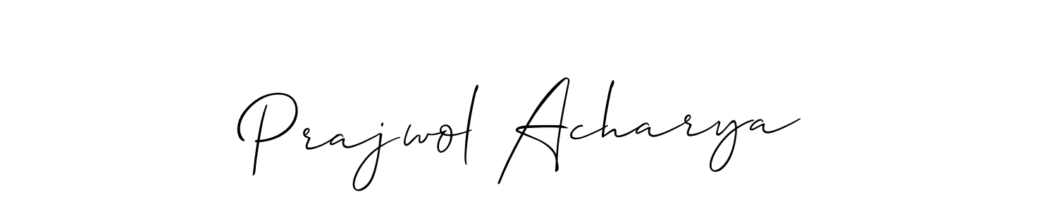 You should practise on your own different ways (Allison_Script) to write your name (Prajwol Acharya) in signature. don't let someone else do it for you. Prajwol Acharya signature style 2 images and pictures png