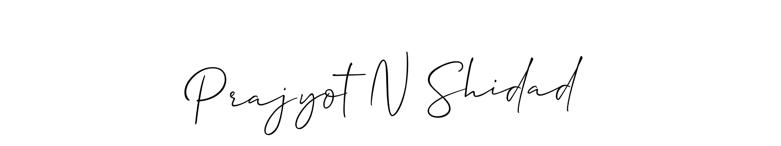 Allison_Script is a professional signature style that is perfect for those who want to add a touch of class to their signature. It is also a great choice for those who want to make their signature more unique. Get Prajyot N Shidad name to fancy signature for free. Prajyot N Shidad signature style 2 images and pictures png