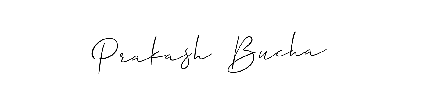 The best way (Allison_Script) to make a short signature is to pick only two or three words in your name. The name Prakash  Bucha include a total of six letters. For converting this name. Prakash  Bucha signature style 2 images and pictures png