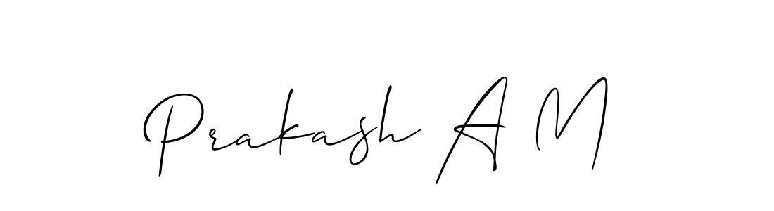 The best way (Allison_Script) to make a short signature is to pick only two or three words in your name. The name Prakash A M include a total of six letters. For converting this name. Prakash A M signature style 2 images and pictures png