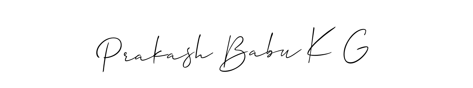 Design your own signature with our free online signature maker. With this signature software, you can create a handwritten (Allison_Script) signature for name Prakash Babu K G. Prakash Babu K G signature style 2 images and pictures png