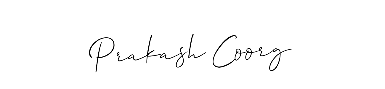 if you are searching for the best signature style for your name Prakash Coorg. so please give up your signature search. here we have designed multiple signature styles  using Allison_Script. Prakash Coorg signature style 2 images and pictures png