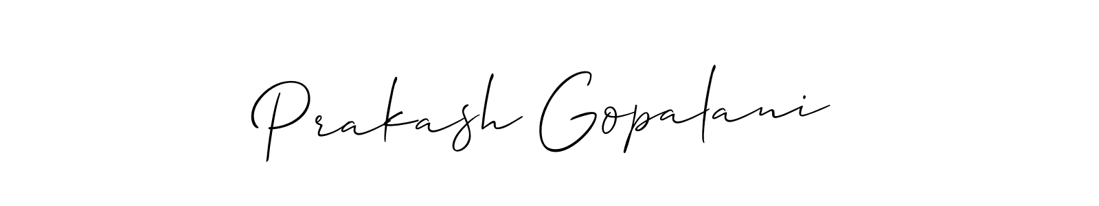 How to make Prakash Gopalani name signature. Use Allison_Script style for creating short signs online. This is the latest handwritten sign. Prakash Gopalani signature style 2 images and pictures png