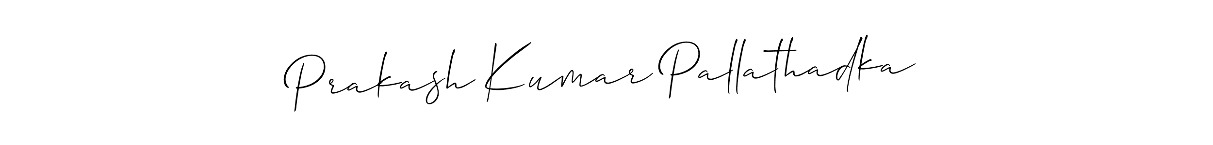 Allison_Script is a professional signature style that is perfect for those who want to add a touch of class to their signature. It is also a great choice for those who want to make their signature more unique. Get Prakash Kumar Pallathadka name to fancy signature for free. Prakash Kumar Pallathadka signature style 2 images and pictures png