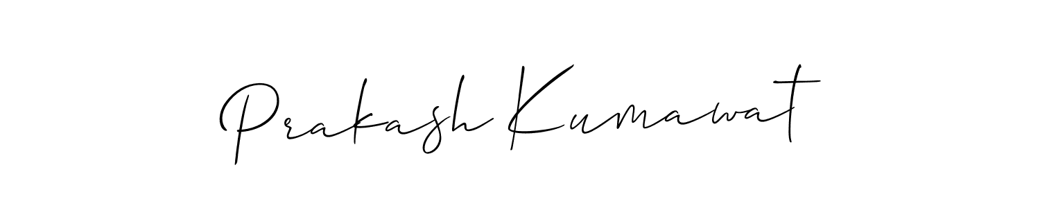 Allison_Script is a professional signature style that is perfect for those who want to add a touch of class to their signature. It is also a great choice for those who want to make their signature more unique. Get Prakash Kumawat name to fancy signature for free. Prakash Kumawat signature style 2 images and pictures png