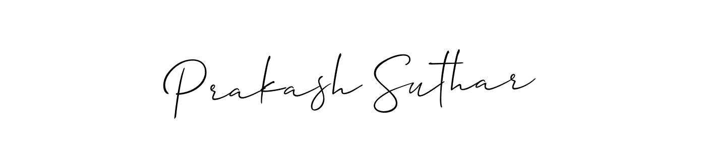 Make a short Prakash Suthar signature style. Manage your documents anywhere anytime using Allison_Script. Create and add eSignatures, submit forms, share and send files easily. Prakash Suthar signature style 2 images and pictures png