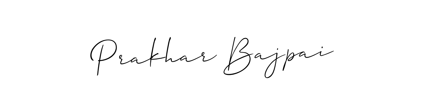 You should practise on your own different ways (Allison_Script) to write your name (Prakhar Bajpai) in signature. don't let someone else do it for you. Prakhar Bajpai signature style 2 images and pictures png