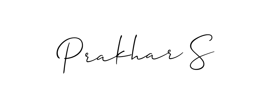 Allison_Script is a professional signature style that is perfect for those who want to add a touch of class to their signature. It is also a great choice for those who want to make their signature more unique. Get Prakhar S name to fancy signature for free. Prakhar S signature style 2 images and pictures png
