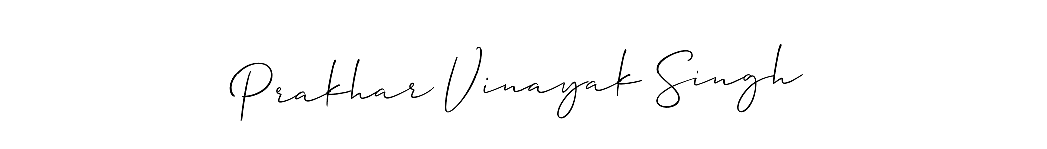 The best way (Allison_Script) to make a short signature is to pick only two or three words in your name. The name Prakhar Vinayak Singh include a total of six letters. For converting this name. Prakhar Vinayak Singh signature style 2 images and pictures png