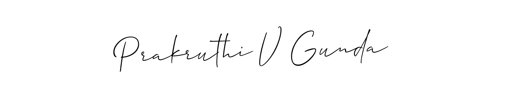 It looks lik you need a new signature style for name Prakruthi V Gunda. Design unique handwritten (Allison_Script) signature with our free signature maker in just a few clicks. Prakruthi V Gunda signature style 2 images and pictures png