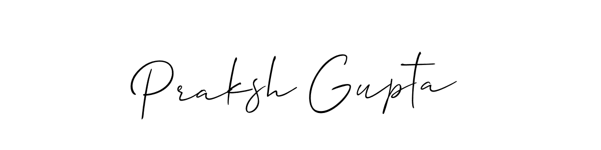 The best way (Allison_Script) to make a short signature is to pick only two or three words in your name. The name Praksh Gupta include a total of six letters. For converting this name. Praksh Gupta signature style 2 images and pictures png