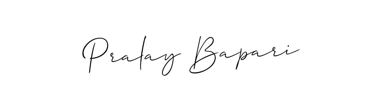 You should practise on your own different ways (Allison_Script) to write your name (Pralay Bapari) in signature. don't let someone else do it for you. Pralay Bapari signature style 2 images and pictures png