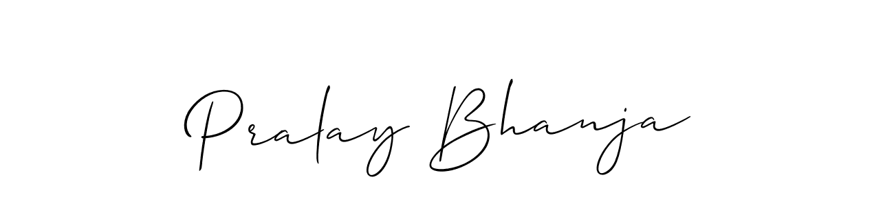 You should practise on your own different ways (Allison_Script) to write your name (Pralay Bhanja) in signature. don't let someone else do it for you. Pralay Bhanja signature style 2 images and pictures png