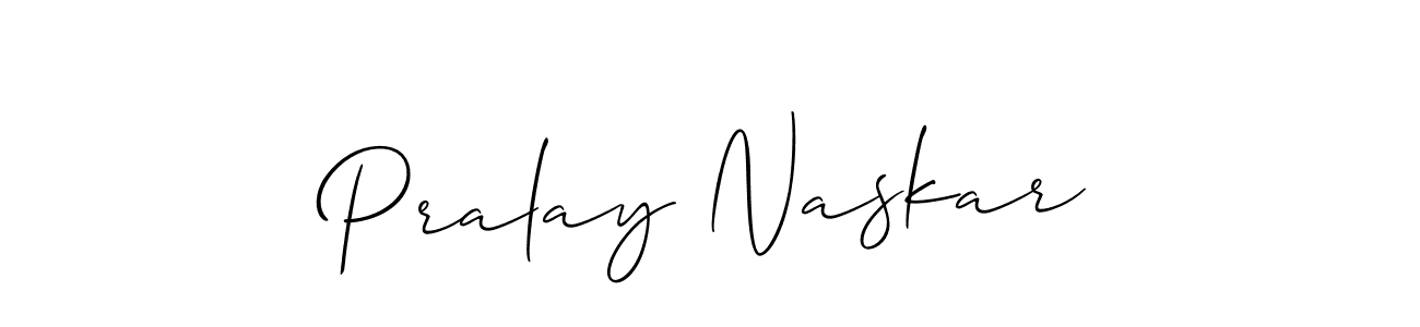 Also You can easily find your signature by using the search form. We will create Pralay Naskar name handwritten signature images for you free of cost using Allison_Script sign style. Pralay Naskar signature style 2 images and pictures png