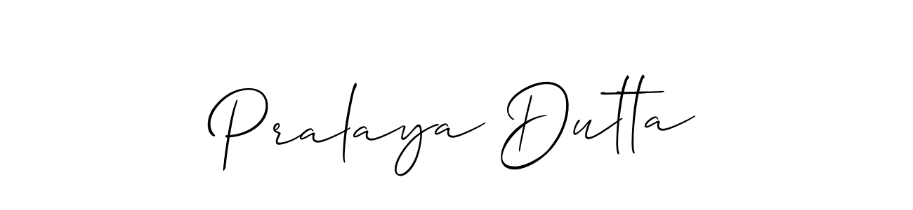 How to Draw Pralaya Dutta signature style? Allison_Script is a latest design signature styles for name Pralaya Dutta. Pralaya Dutta signature style 2 images and pictures png