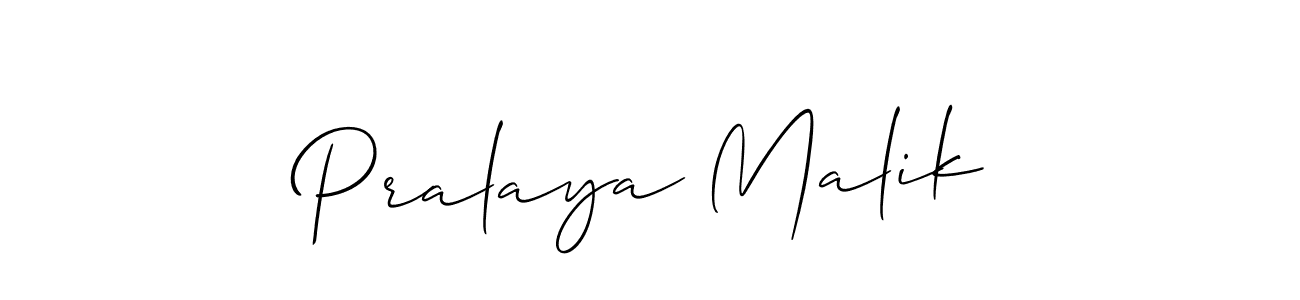 Design your own signature with our free online signature maker. With this signature software, you can create a handwritten (Allison_Script) signature for name Pralaya Malik. Pralaya Malik signature style 2 images and pictures png