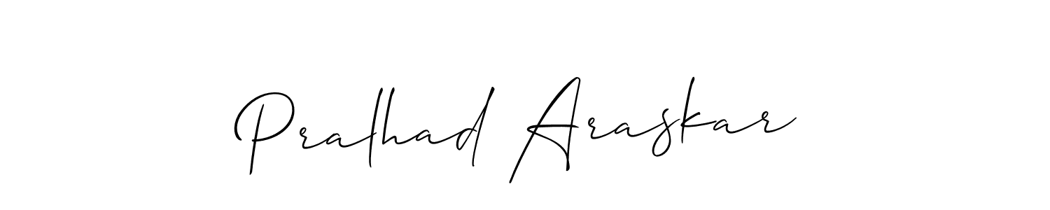 Make a beautiful signature design for name Pralhad Araskar. With this signature (Allison_Script) style, you can create a handwritten signature for free. Pralhad Araskar signature style 2 images and pictures png