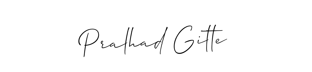 Create a beautiful signature design for name Pralhad Gitte. With this signature (Allison_Script) fonts, you can make a handwritten signature for free. Pralhad Gitte signature style 2 images and pictures png