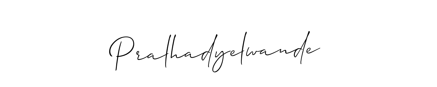 How to make Pralhadyelwande name signature. Use Allison_Script style for creating short signs online. This is the latest handwritten sign. Pralhadyelwande signature style 2 images and pictures png