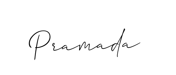Use a signature maker to create a handwritten signature online. With this signature software, you can design (Allison_Script) your own signature for name Pramada. Pramada signature style 2 images and pictures png