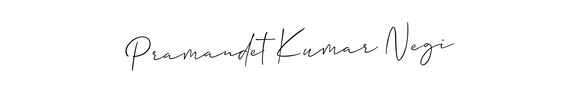 Also we have Pramandet Kumar Negi name is the best signature style. Create professional handwritten signature collection using Allison_Script autograph style. Pramandet Kumar Negi signature style 2 images and pictures png