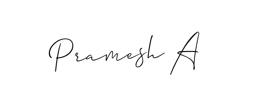 How to make Pramesh A name signature. Use Allison_Script style for creating short signs online. This is the latest handwritten sign. Pramesh A signature style 2 images and pictures png