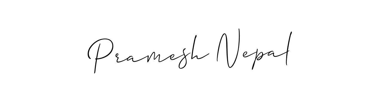 Create a beautiful signature design for name Pramesh Nepal. With this signature (Allison_Script) fonts, you can make a handwritten signature for free. Pramesh Nepal signature style 2 images and pictures png