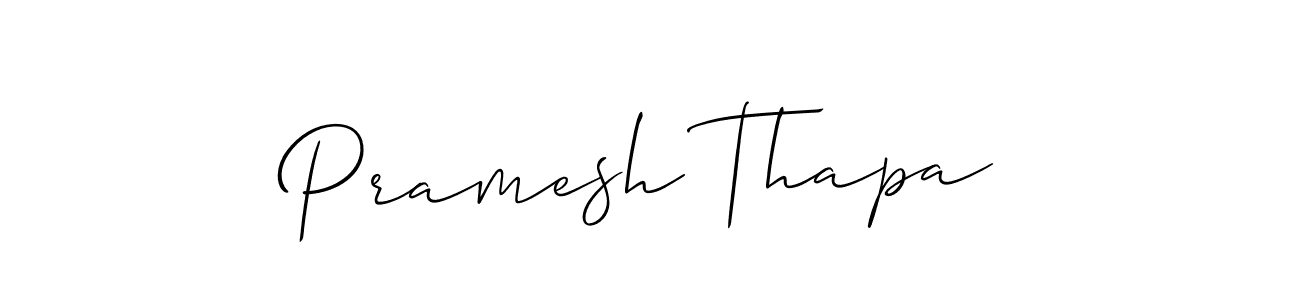 How to make Pramesh Thapa name signature. Use Allison_Script style for creating short signs online. This is the latest handwritten sign. Pramesh Thapa signature style 2 images and pictures png