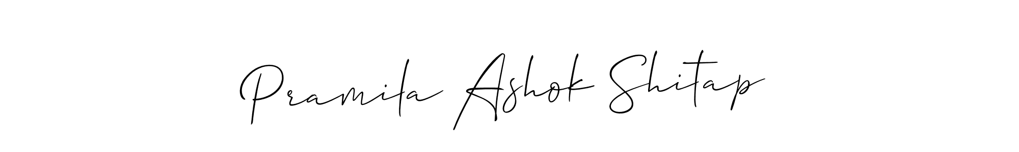 How to Draw Pramila Ashok Shitap signature style? Allison_Script is a latest design signature styles for name Pramila Ashok Shitap. Pramila Ashok Shitap signature style 2 images and pictures png