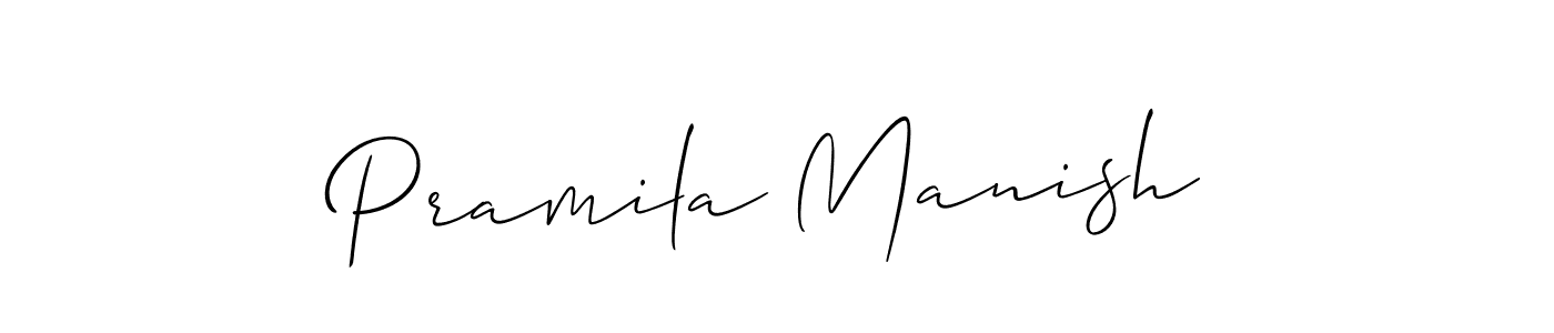 Create a beautiful signature design for name Pramila Manish. With this signature (Allison_Script) fonts, you can make a handwritten signature for free. Pramila Manish signature style 2 images and pictures png