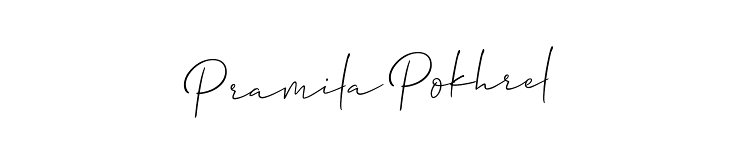 How to make Pramila Pokhrel signature? Allison_Script is a professional autograph style. Create handwritten signature for Pramila Pokhrel name. Pramila Pokhrel signature style 2 images and pictures png
